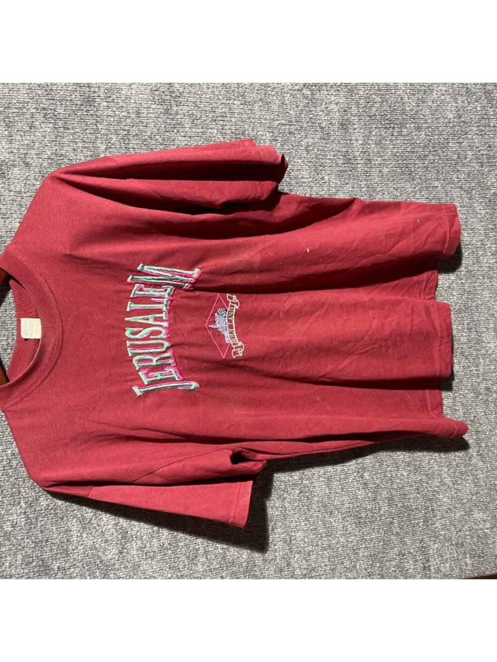 Jerusalem Shirt Mens XL Red Sportswear Israel Souvenir Graphic Tee Religious